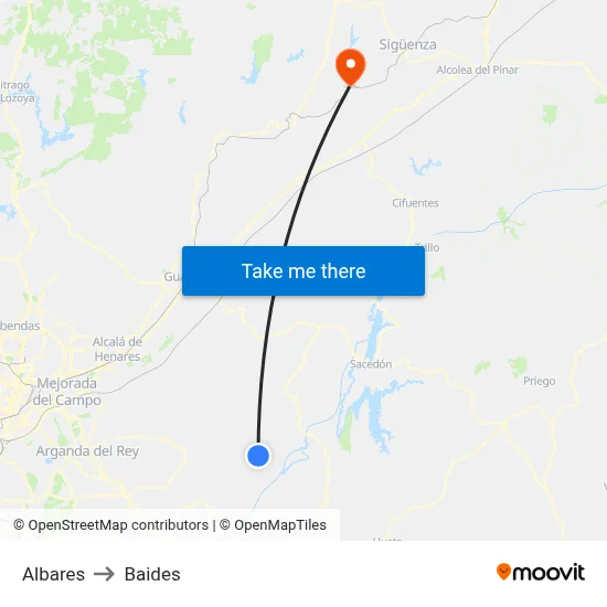 Albares to Baides map