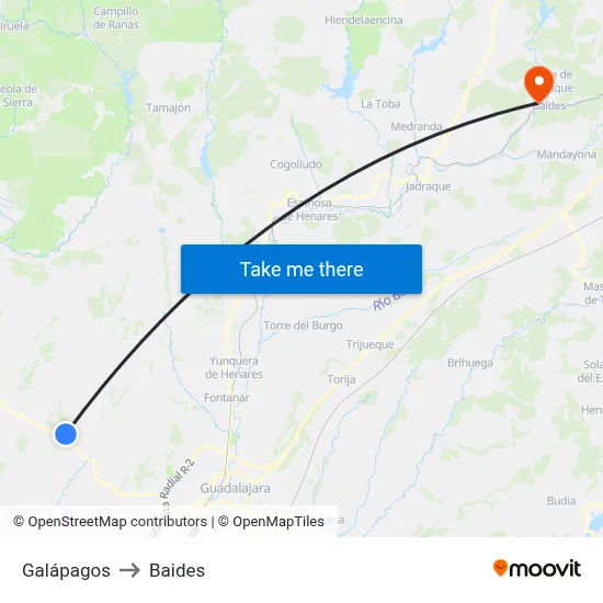 Galápagos to Baides map