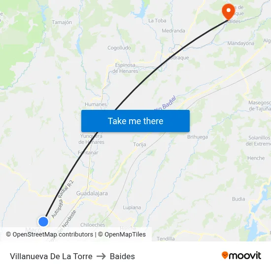 Villanueva De La Torre to Baides map