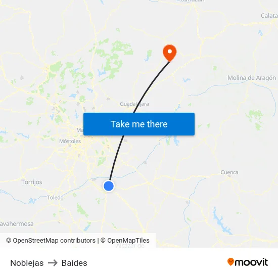 Noblejas to Baides map