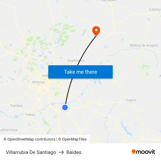 Villarrubia De Santiago to Baides map