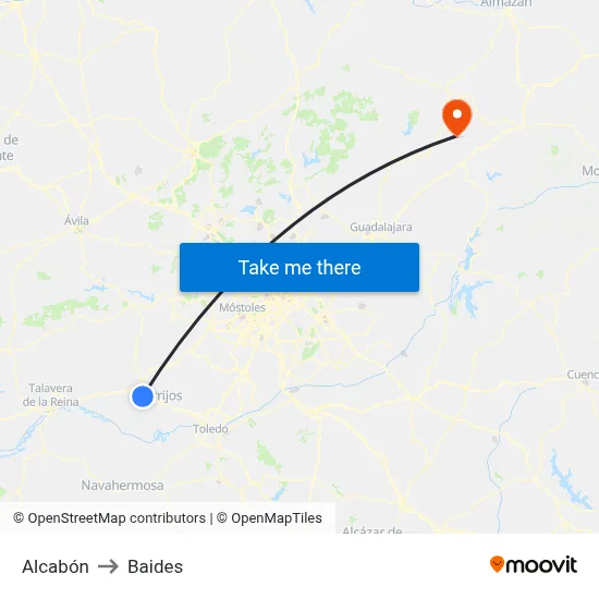 Alcabón to Baides map