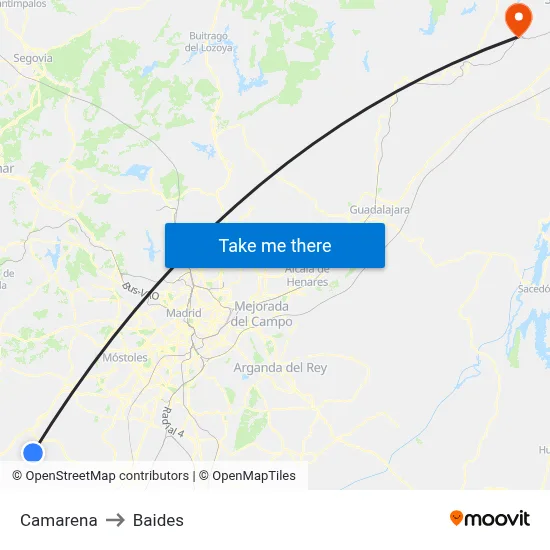Camarena to Baides map