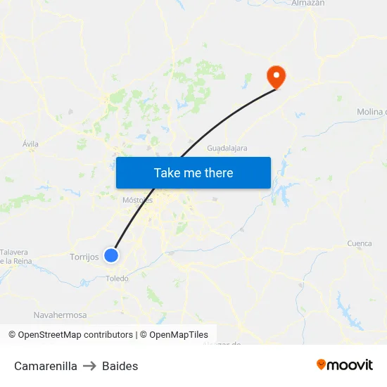 Camarenilla to Baides map