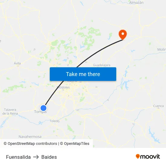 Fuensalida to Baides map
