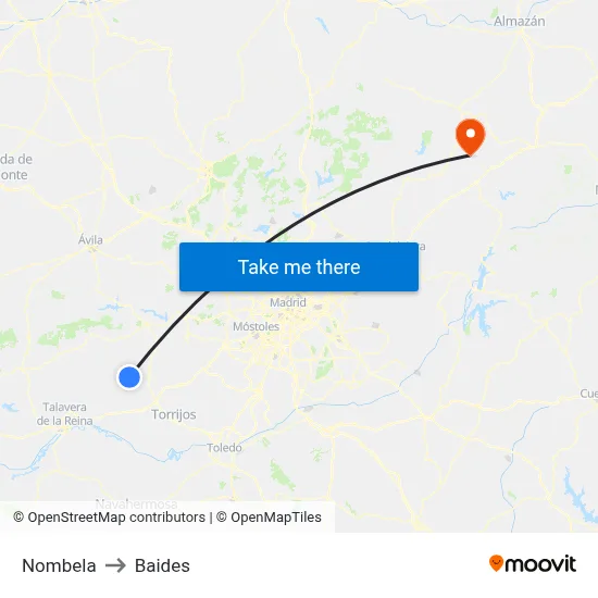 Nombela to Baides map