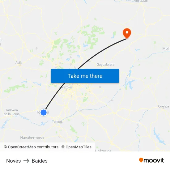 Novés to Baides map
