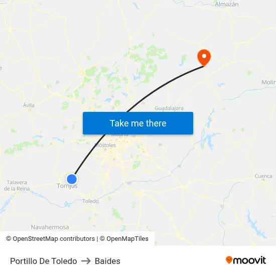 Portillo De Toledo to Baides map