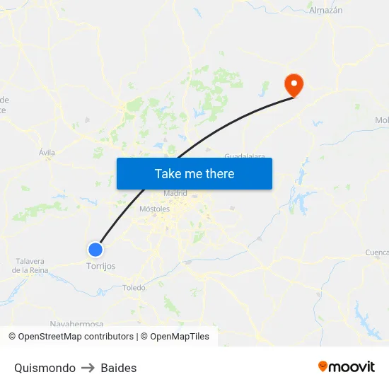 Quismondo to Baides map