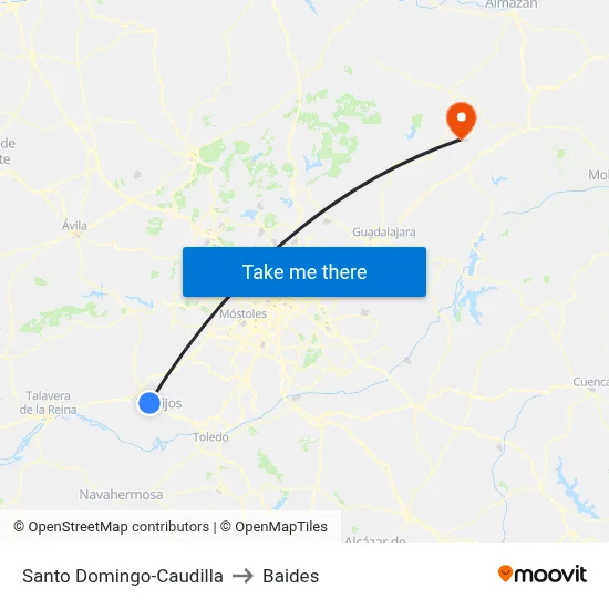 Santo Domingo-Caudilla to Baides map