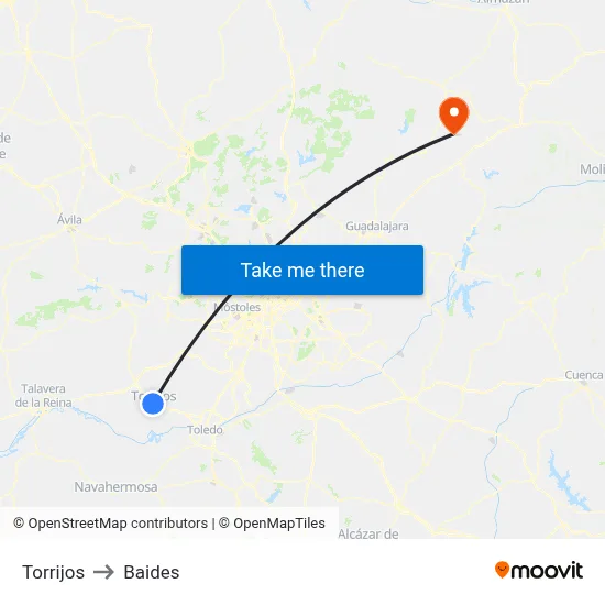 Torrijos to Baides map