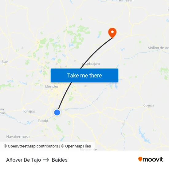 Añover De Tajo to Baides map