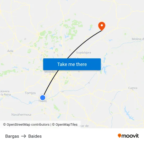Bargas to Baides map