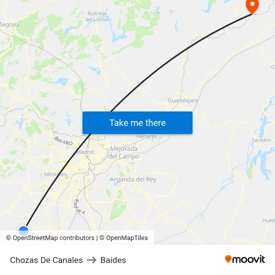 Chozas De Canales to Baides map