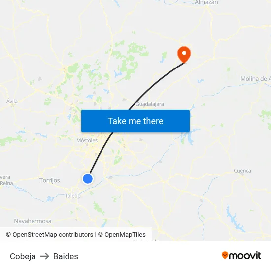Cobeja to Baides map