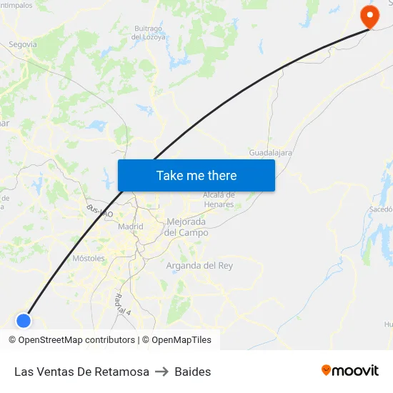 Las Ventas De Retamosa to Baides map