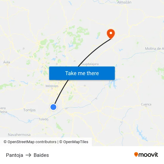 Pantoja to Baides map