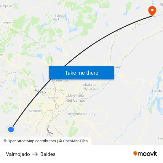 Valmojado to Baides map
