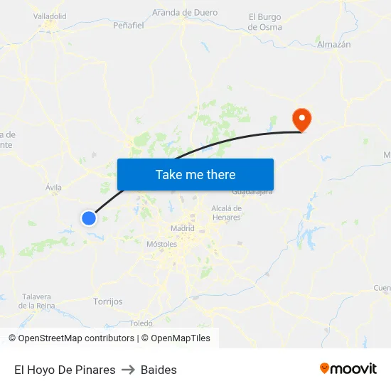 El Hoyo De Pinares to Baides map