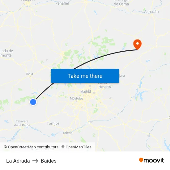 La Adrada to Baides map