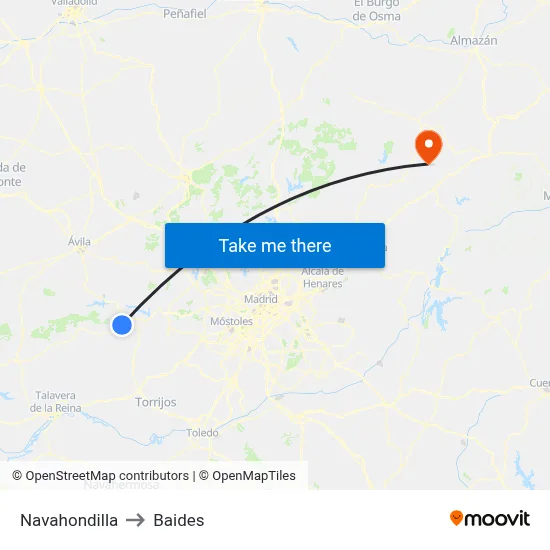 Navahondilla to Baides map