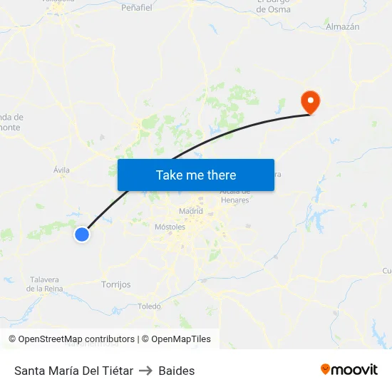 Santa María Del Tiétar to Baides map