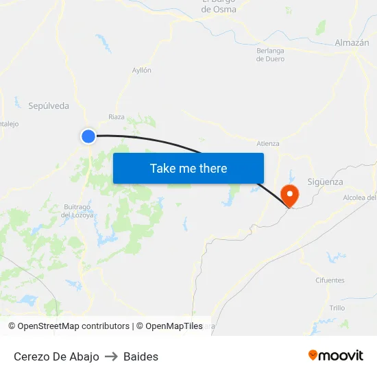 Cerezo De Abajo to Baides map