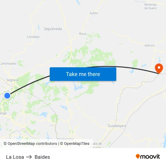 La Losa to Baides map