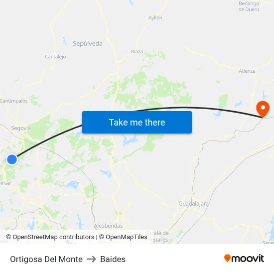 Ortigosa Del Monte to Baides map