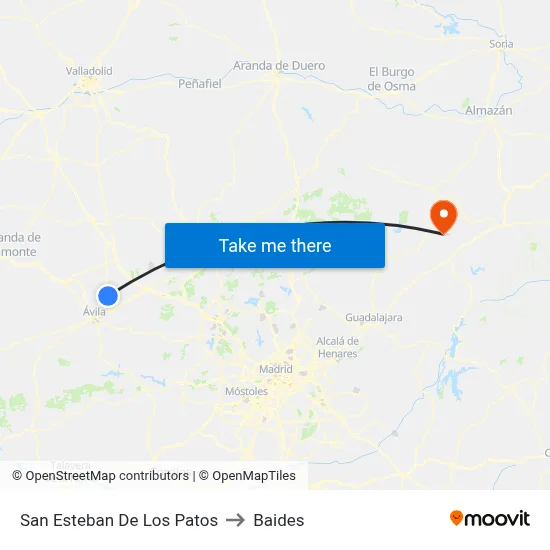 San Esteban De Los Patos to Baides map
