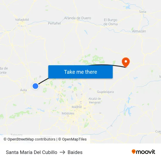 Santa María Del Cubillo to Baides map
