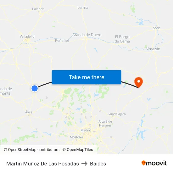 Martín Muñoz De Las Posadas to Baides map