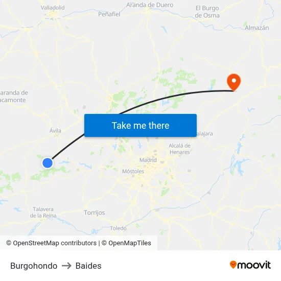 Burgohondo to Baides map