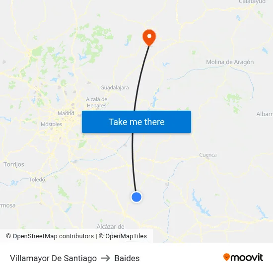 Villamayor De Santiago to Baides map