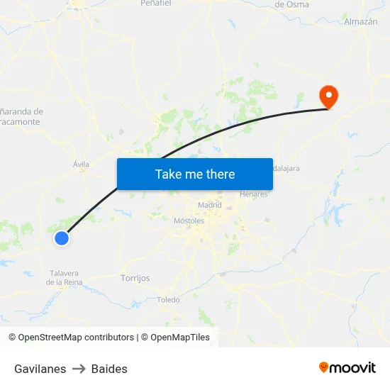 Gavilanes to Baides map