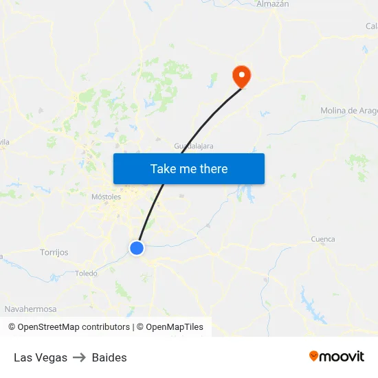 Las Vegas to Baides map