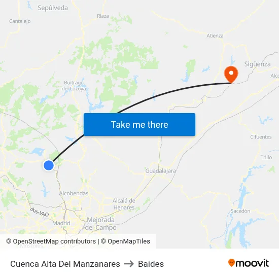 Cuenca Alta Del Manzanares to Baides map