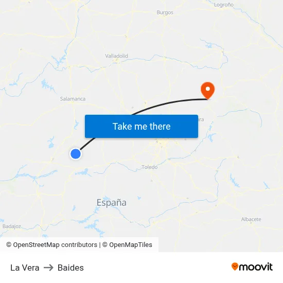 La Vera to Baides map