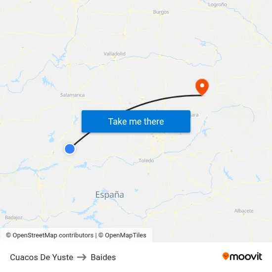 Cuacos De Yuste to Baides map
