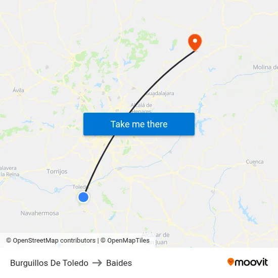Burguillos De Toledo to Baides map