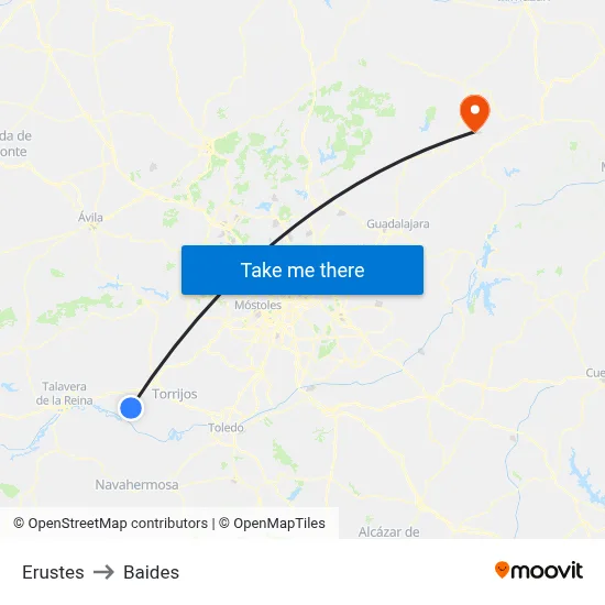 Erustes to Baides map