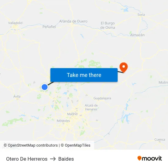 Otero De Herreros to Baides map