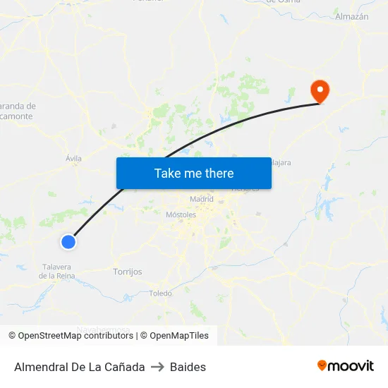 Almendral De La Cañada to Baides map