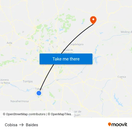 Cobisa to Baides map