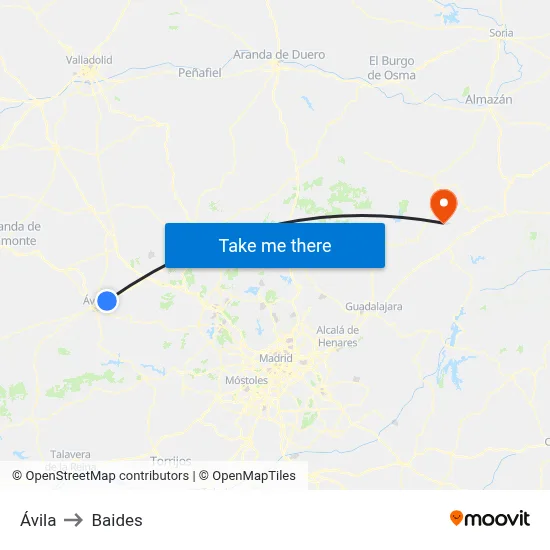 Ávila to Baides map