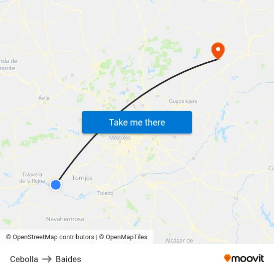 Cebolla to Baides map