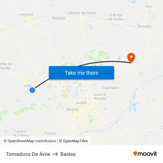 Tornadizos De Ávila to Baides map
