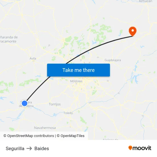 Segurilla to Baides map