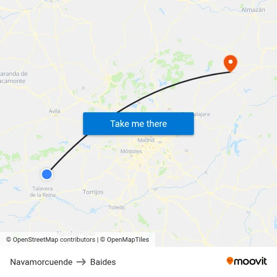 Navamorcuende to Baides map