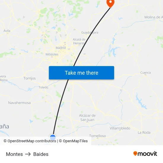 Montes to Baides map